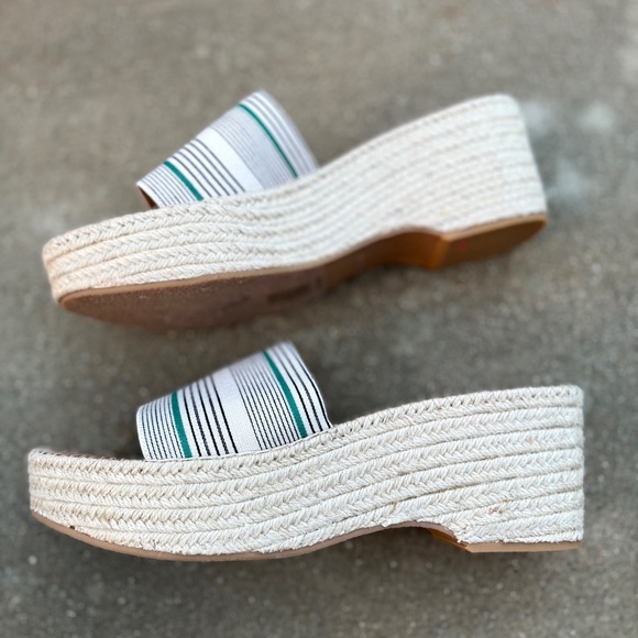 Dolce VITA platform espadrilles wedge heels chunky slides white striped 13 navy - Picture 4 of 11